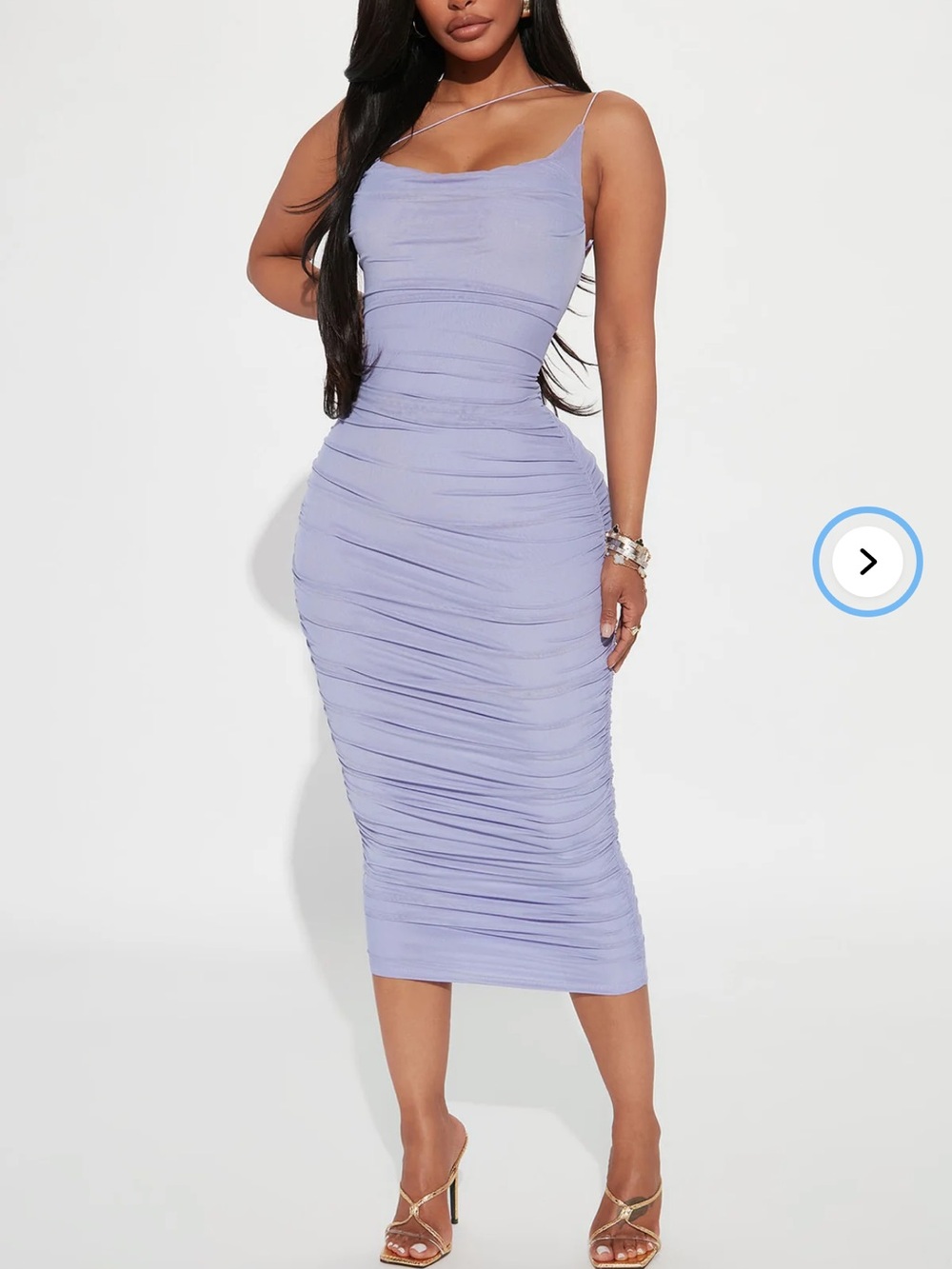 Fashion Nova / Show Off Mesh Midi Dress - Purple - Size: L